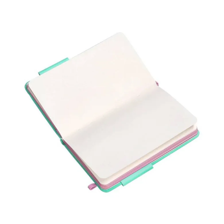 CUADERNO CON GOMILLA ANTARTIK NOTES TAPA DURA A6 HOJAS LISAS ROSA Y TURQUESA 100 HOJAS 80 GR FSC