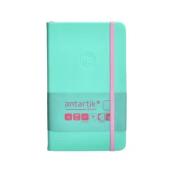 CUADERNO CON GOMILLA ANTARTIK NOTES TAPA DURA A6 HOJAS LISAS ROSA Y TURQUESA 100 HOJAS 80 GR FSC