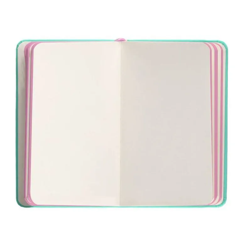 CUADERNO CON GOMILLA ANTARTIK NOTES TAPA DURA A6 HOJAS LISAS ROSA Y TURQUESA 100 HOJAS 80 GR FSC