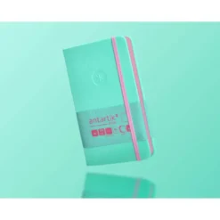CUADERNO CON GOMILLA ANTARTIK NOTES TAPA DURA A6 HOJAS LISAS ROSA Y TURQUESA 100 HOJAS 80 GR FSC