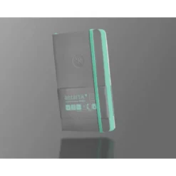 CUADERNO CON GOMILLA ANTARTIK NOTES TAPA BLANDA A6 RAYAS GRIS Y TURQUESA 100 HOJAS 80 GR FSC