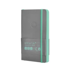 CUADERNO CON GOMILLA ANTARTIK NOTES TAPA BLANDA A6 RAYAS GRIS Y TURQUESA 100 HOJAS 80 GR FSC