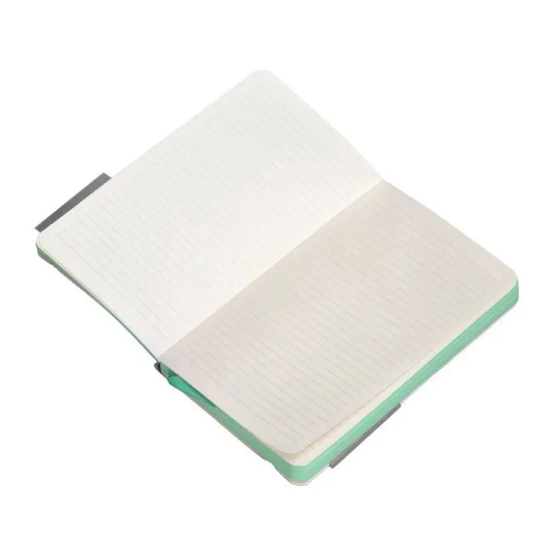 CUADERNO CON GOMILLA ANTARTIK NOTES TAPA BLANDA A6 RAYAS GRIS Y TURQUESA 100 HOJAS 80 GR FSC
