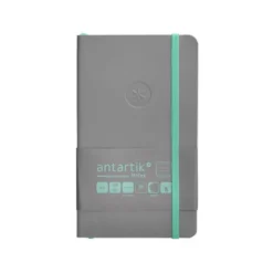 CUADERNO CON GOMILLA ANTARTIK NOTES TAPA BLANDA A6 RAYAS GRIS Y TURQUESA 100 HOJAS 80 GR FSC