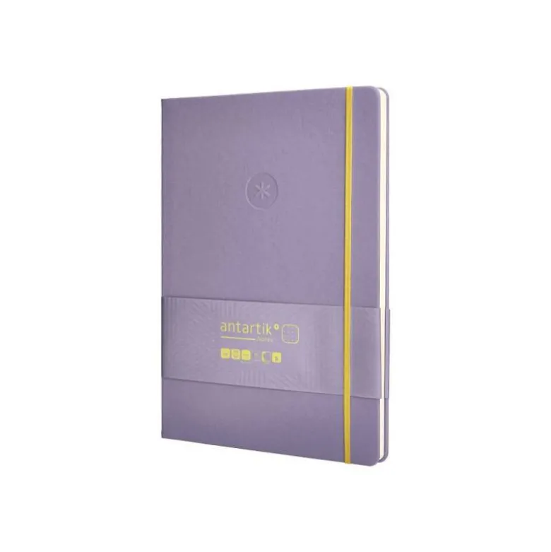 CUADERNO CON GOMILLA ANTARTIK NOTES TAPA DURA A4 HOJAS PUNTOS MORADO Y AMARILLO 100 HOJAS 80 GR FSC