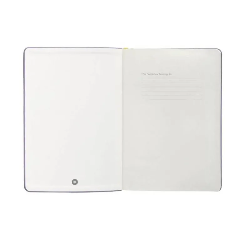 CUADERNO CON GOMILLA ANTARTIK NOTES TAPA DURA A4 HOJAS PUNTOS MORADO Y AMARILLO 100 HOJAS 80 GR FSC