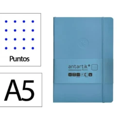 CUADERNO CON GOMILLA ANTARTIK NOTES TAPA BLANDA A5 HOJAS PUNTOS AZUL CLARO 80 HOJAS 80 GR FSC