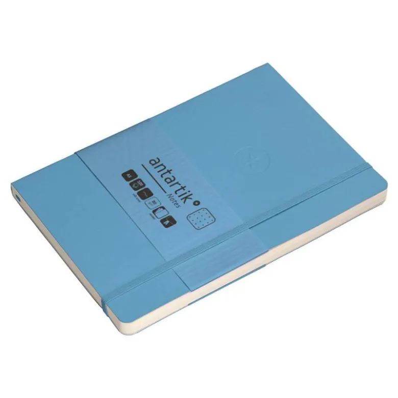 CUADERNO CON GOMILLA ANTARTIK NOTES TAPA BLANDA A5 HOJAS PUNTOS AZUL CLARO 80 HOJAS 80 GR FSC