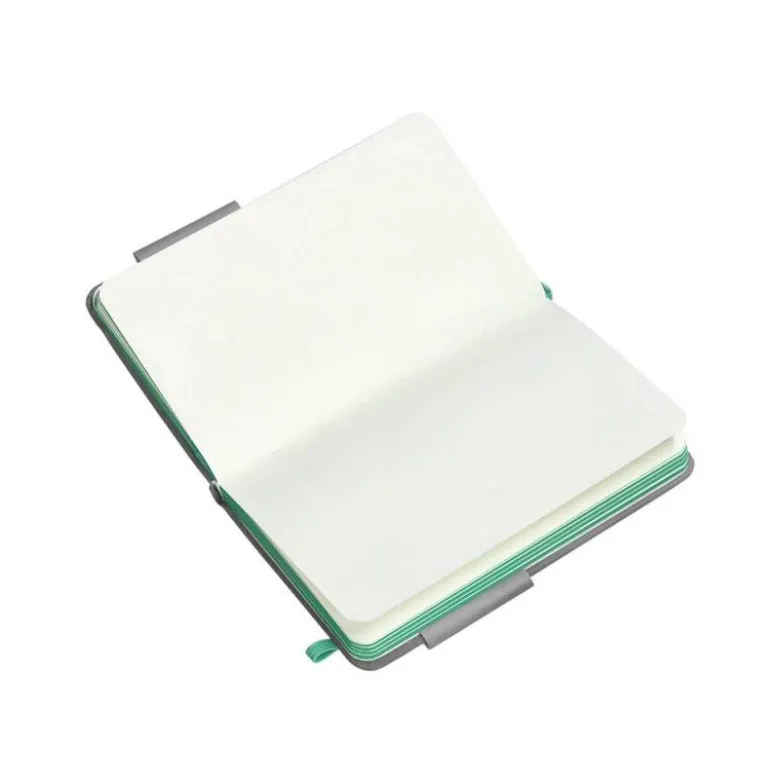 CUADERNO CON GOMILLA ANTARTIK NOTES TAPA DURA A6 HOJAS LISAS GRIS Y TURQUESA 100 HOJAS 80 GR FSC