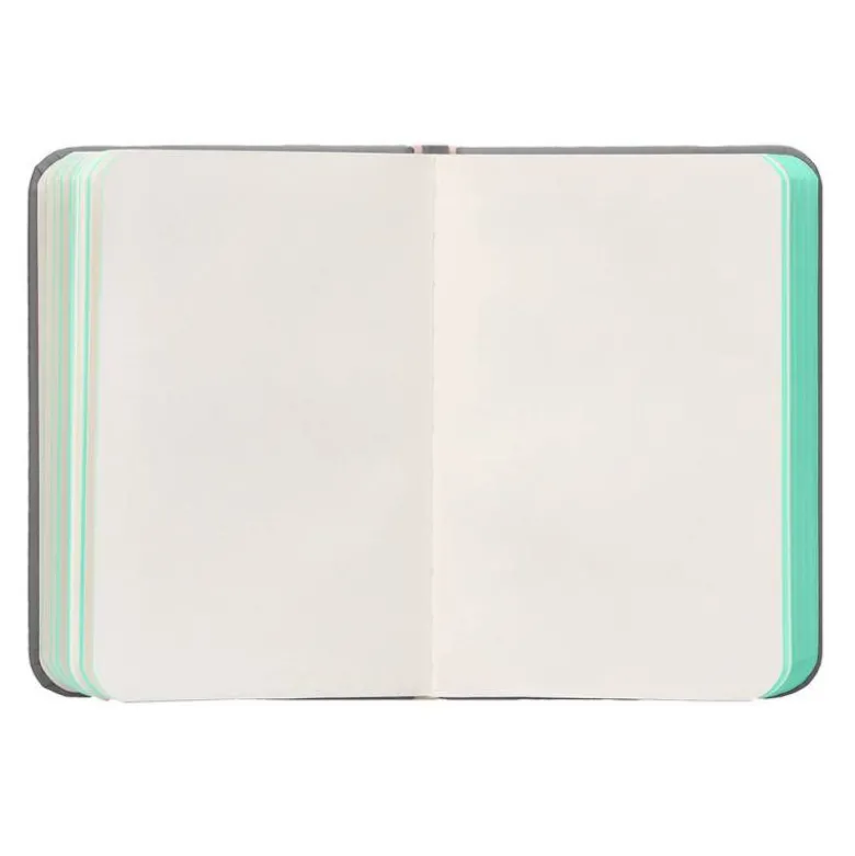 CUADERNO CON GOMILLA ANTARTIK NOTES TAPA DURA A7 HOJAS LISAS GRIS Y TURQUESA 80 HOJAS 80 GR FSC