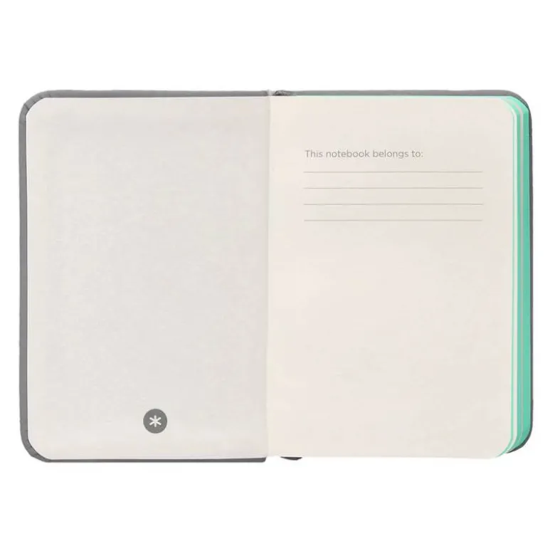 CUADERNO CON GOMILLA ANTARTIK NOTES TAPA DURA A7 HOJAS LISAS GRIS Y TURQUESA 80 HOJAS 80 GR FSC
