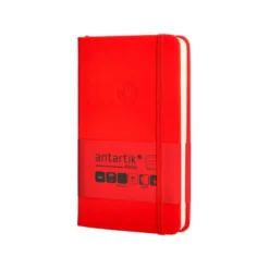 CUADERNO CON GOMILLA ANTARTIK NOTES TAPA DURA A6 HOJAS RAYAS ROJO 100 HOJAS 80 GR FSC