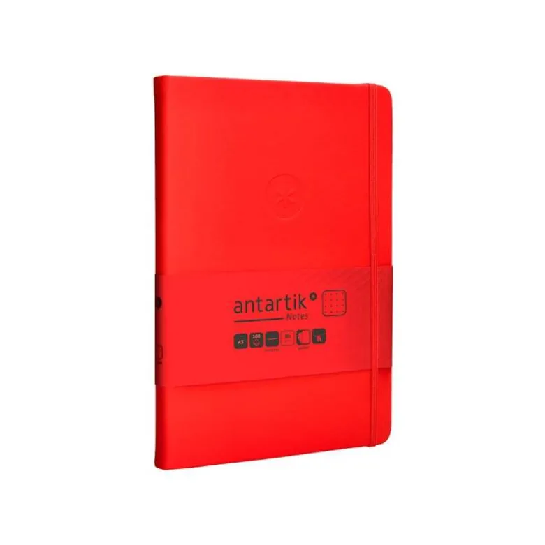 CUADERNO CON GOMILLA ANTARTIK NOTES TAPA DURA A5 HOJAS PUNTOS ROJO 100 HOJAS 80 GR FSC
