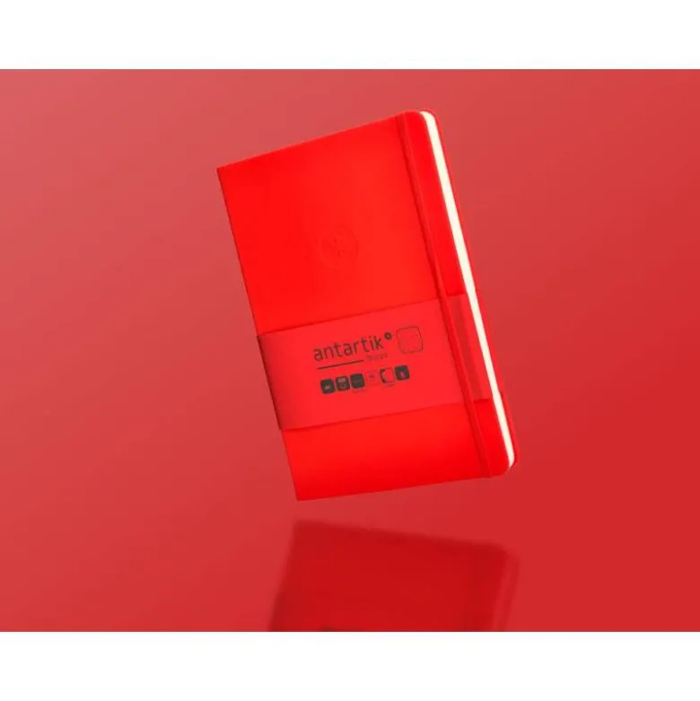 CUADERNO CON GOMILLA ANTARTIK NOTES TAPA DURA A5 HOJAS PUNTOS ROJO 100 HOJAS 80 GR FSC