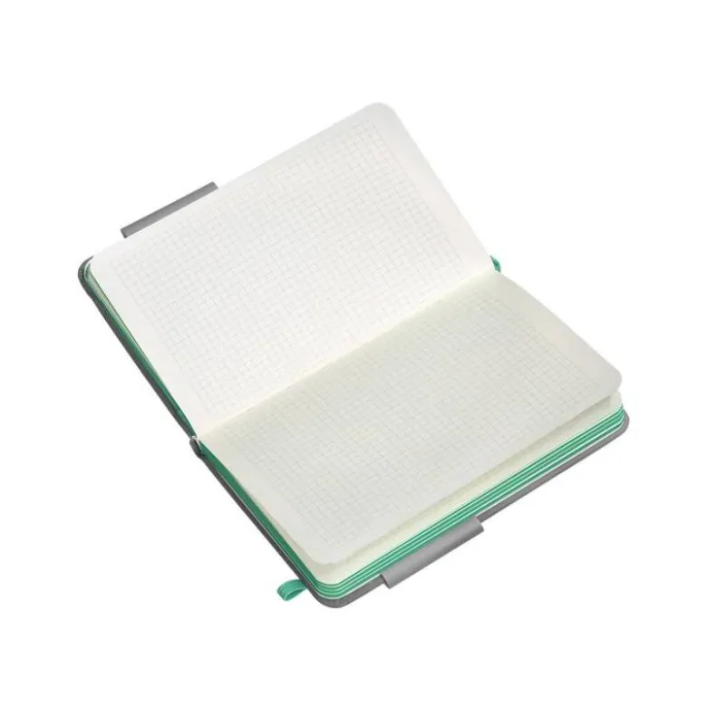 CUADERNO CON GOMILLA ANTARTIK NOTES TAPA DURA A6 HOJAS CUADRICULA GRIS Y TURQUESA 100 HOJAS 80 GR FSC