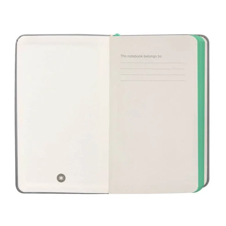 CUADERNO CON GOMILLA ANTARTIK NOTES TAPA DURA A6 HOJAS CUADRICULA GRIS Y TURQUESA 100 HOJAS 80 GR FSC