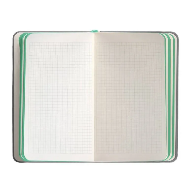 CUADERNO CON GOMILLA ANTARTIK NOTES TAPA DURA A6 HOJAS CUADRICULA GRIS Y TURQUESA 100 HOJAS 80 GR FSC