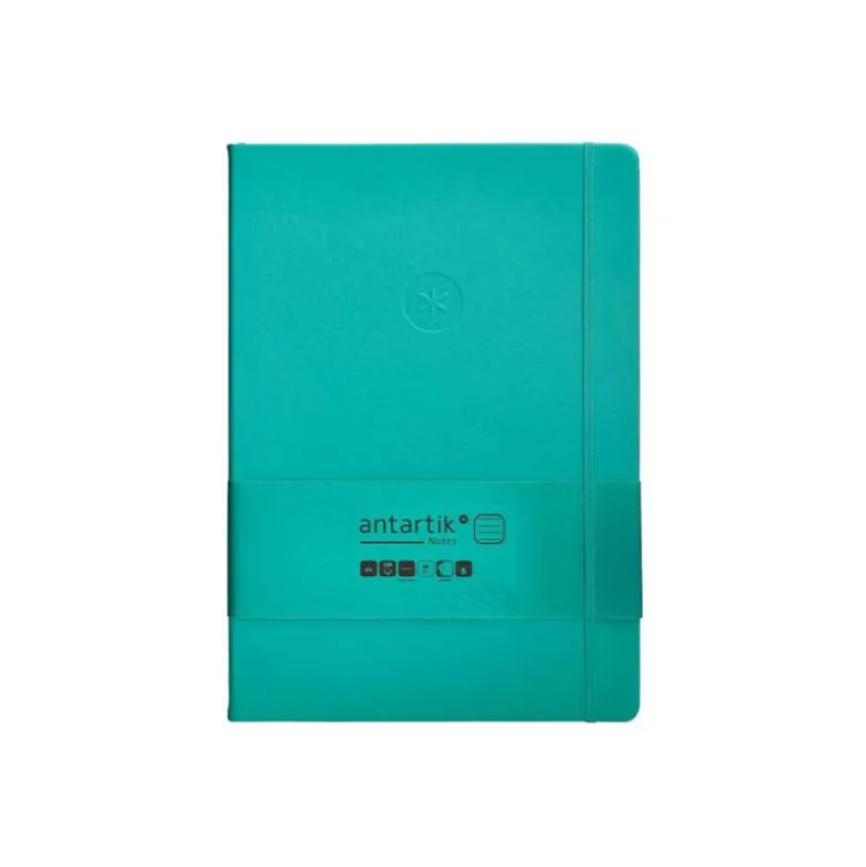 CUADERNO CON GOMILLA ANTARTIK NOTES TAPA DURA A4 HOJAS RAYAS TURQUESA 100 HOJAS 80 GR FSC