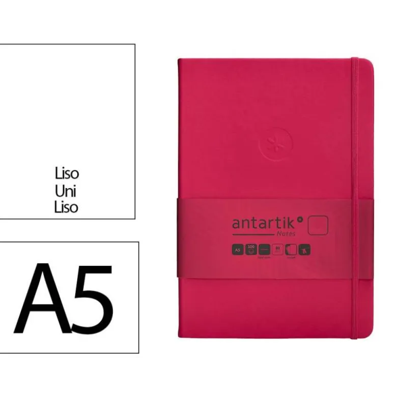 CUADERNO CON GOMILLA ANTARTIK NOTES TAPA DURA A5 HOJAS LISAS BURDEOS 100 HOJAS 80 GR FSC