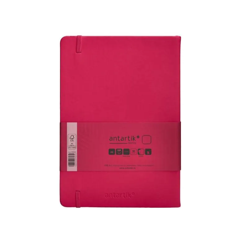 CUADERNO CON GOMILLA ANTARTIK NOTES TAPA DURA A5 HOJAS LISAS BURDEOS 100 HOJAS 80 GR FSC
