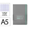 CUADERNO CON GOMILLA ANTARTIK NOTES TAPA DURA A5 HOJAS CUADRICULA GRIS Y TURQUESA 100 HOJAS 80 GR FSC
