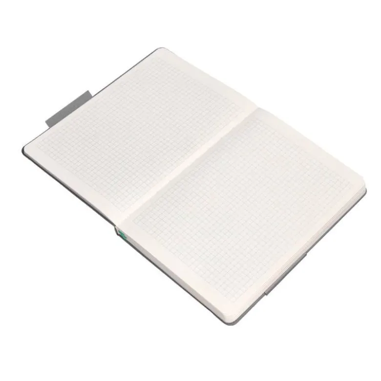 CUADERNO CON GOMILLA ANTARTIK NOTES TAPA DURA A5 HOJAS CUADRICULA GRIS Y TURQUESA 100 HOJAS 80 GR FSC