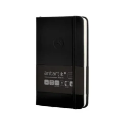 CUADERNO CON GOMILLA ANTARTIK NOTES TAPA DURA A6 HOJAS RAYAS NEGRO 100 HOJAS 80 GR FSC