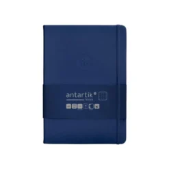 CUADERNO CON GOMILLA ANTARTIK NOTES TAPA DURA A5 HOJAS PUNTOS AZUL MARINO 100 HOJAS 80 GR FSC