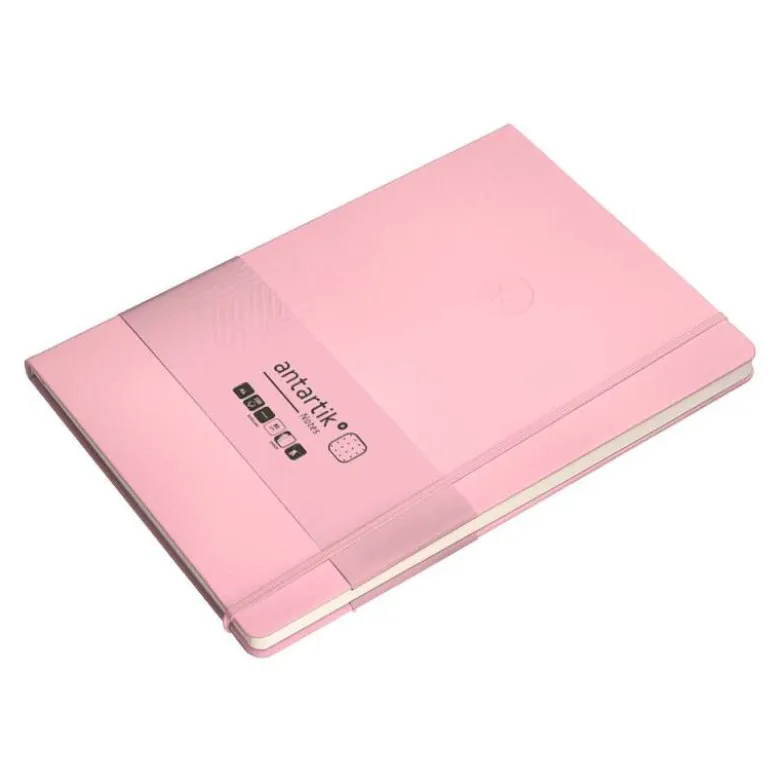 CUADERNO CON GOMILLA ANTARTIK NOTES TAPA DURA A4 HOJAS PUNTOS ROSA PASTEL 100 HOJAS 80 GR FSC