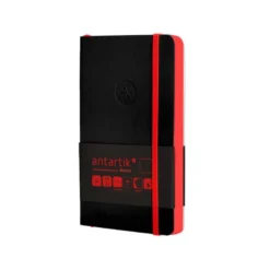 CUADERNO CON GOMILLA ANTARTIK NOTES TAPA BLANDA A6 HOJAS LISAS NEGRO Y ROJO 100 HOJAS 80 GR FSC