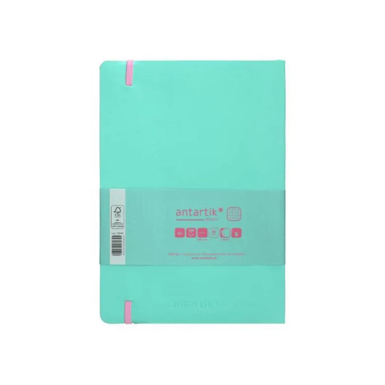 CUADERNO CON GOMILLA ANTARTIK NOTES TAPA BLANDA A5 HOJAS CUADRICULA ROSA Y TURQUESA 80 HOJAS 80 GR FSC