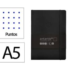 CUADERNO CON GOMILLA ANTARTIK NOTES TAPA BLANDA A5 HOJAS PUNTOS NEGRO 80 HOJAS 80 GR FSC