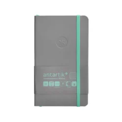 CUADERNO CON GOMILLA ANTARTIK NOTES TAPA BLANDA A6 CUADRICULA GRIS Y TURQUESA 100 HOJAS 80 GR FSC