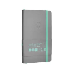 CUADERNO CON GOMILLA ANTARTIK NOTES TAPA BLANDA A6 CUADRICULA GRIS Y TURQUESA 100 HOJAS 80 GR FSC