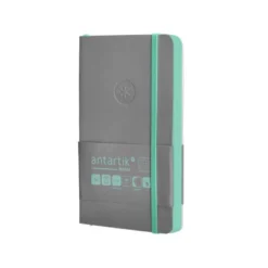 CUADERNO CON GOMILLA ANTARTIK NOTES TAPA BLANDA A6 CUADRICULA GRIS Y TURQUESA 100 HOJAS 80 GR FSC