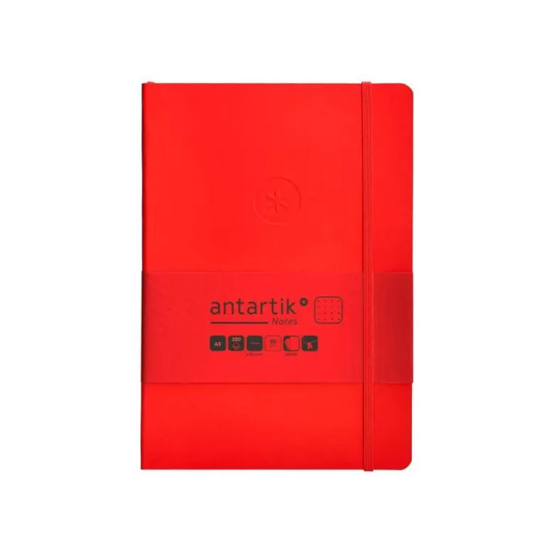 CUADERNO CON GOMILLA ANTARTIK NOTES TAPA BLANDA A5 HOJAS PUNTOS ROJO 80 HOJAS 80 GR FSC