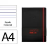 CUADERNO CON GOMILLA ANTARTIK NOTES TAPA DURA A4 HOJAS RAYAS NEGRO Y ROJO 100 HOJAS 80 GR FSC