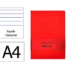CUADERNO CON GOMILLA ANTARTIK NOTES TAPA DURA A4 HOJAS RAYAS ROJO 100 HOJAS 80 GR FSC