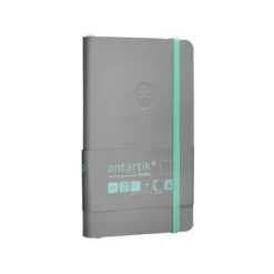 CUADERNO CON GOMILLA ANTARTIK NOTES TAPA BLANDA A6 HOJAS LISAS GRIS Y TURQUESA 100 HOJAS 80 GR FSC