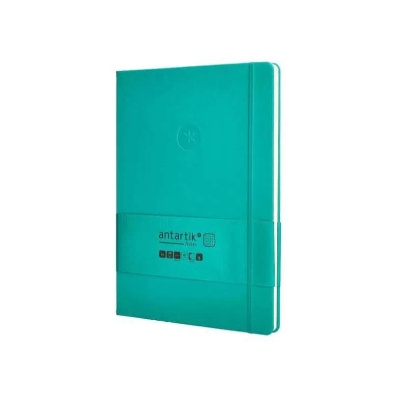 CUADERNO CON GOMILLA ANTARTIK NOTES TAPA DURA A4 HOJAS CUADRICULA TURQUESA 100 HOJAS 80 GR FSC