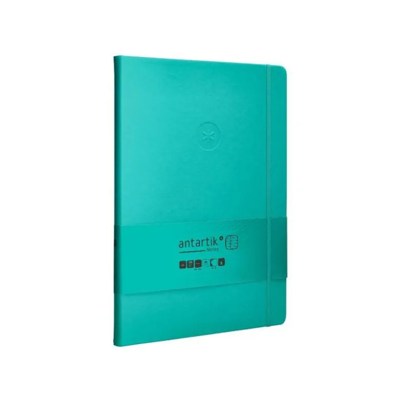 CUADERNO CON GOMILLA ANTARTIK NOTES TAPA DURA A4 HOJAS CUADRICULA TURQUESA 100 HOJAS 80 GR FSC