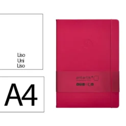 CUADERNO CON GOMILLA ANTARTIK NOTES TAPA DURA A4 HOJAS LISAS BURDEOS 100 HOJAS 80 GR FSC