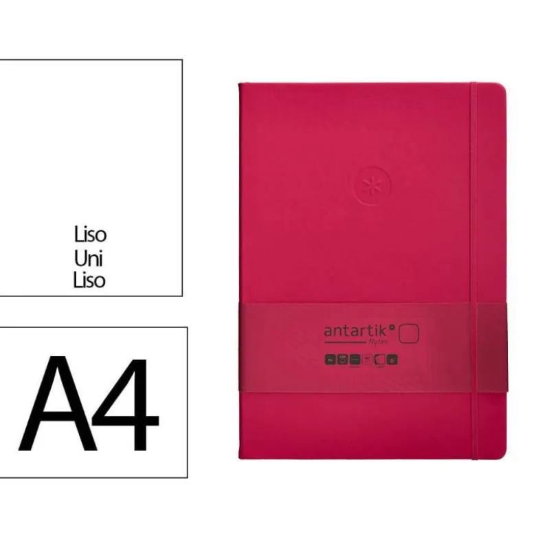 CUADERNO CON GOMILLA ANTARTIK NOTES TAPA DURA A4 HOJAS LISAS BURDEOS 100 HOJAS 80 GR FSC