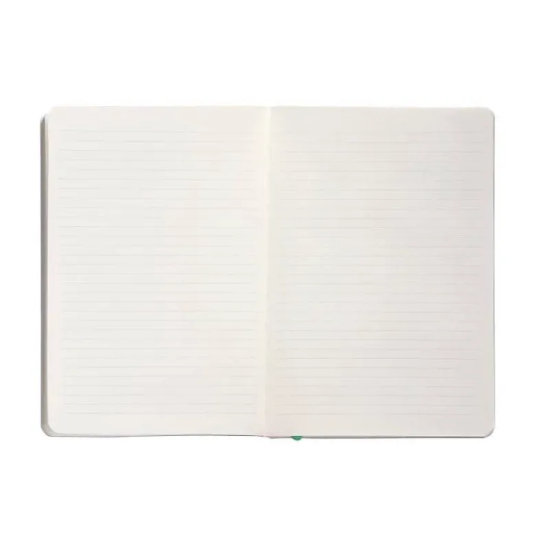CUADERNO CON GOMILLA ANTARTIK NOTES TAPA BLANDA A5 HOJAS RAYAS GRIS Y TURQUESA 80 HOJAS 80 GR FSC