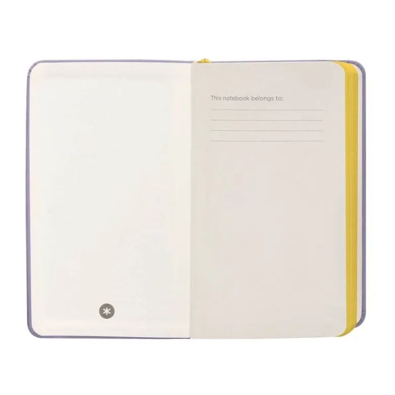 CUADERNO CON GOMILLA ANTARTIK NOTES TAPA DURA A6 HOJAS LISAS MORADO Y AMARILLO 100 HOJAS 80 GR FSC