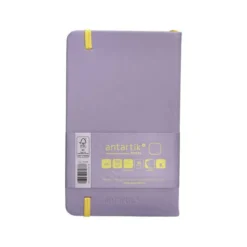 CUADERNO CON GOMILLA ANTARTIK NOTES TAPA DURA A6 HOJAS LISAS MORADO Y AMARILLO 100 HOJAS 80 GR FSC