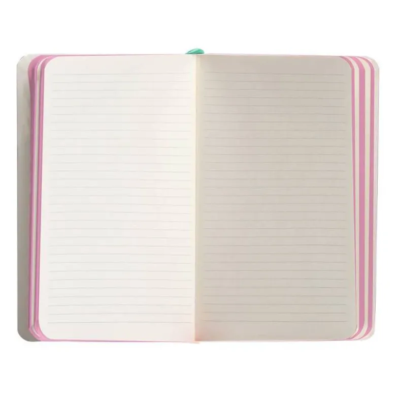 CUADERNO CON GOMILLA ANTARTIK NOTES TAPA BLANDA A6 RAYAS ROSA Y TURQUESA 100 HOJAS 80 GR FSC