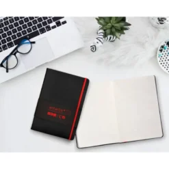 CUADERNO CON GOMILLA ANTARTIK NOTES TAPA DURA A5 HOJAS RAYAS NEGRO Y ROJO 100 HOJAS 80 GR FSC