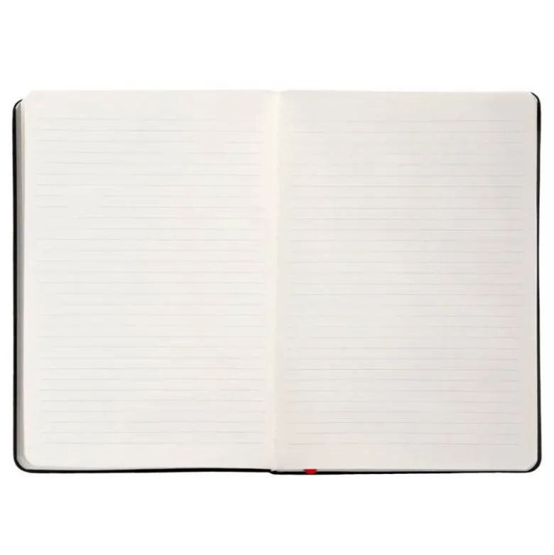 CUADERNO CON GOMILLA ANTARTIK NOTES TAPA DURA A5 HOJAS RAYAS NEGRO Y ROJO 100 HOJAS 80 GR FSC