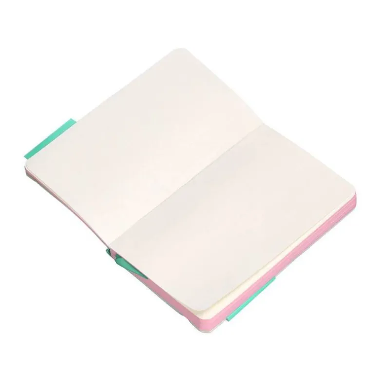 CUADERNO CON GOMILLA ANTARTIK NOTES TAPA BLANDA A6 HOJAS LISAS ROSA Y TURQUESA 100 HOJAS 80 GR FSC